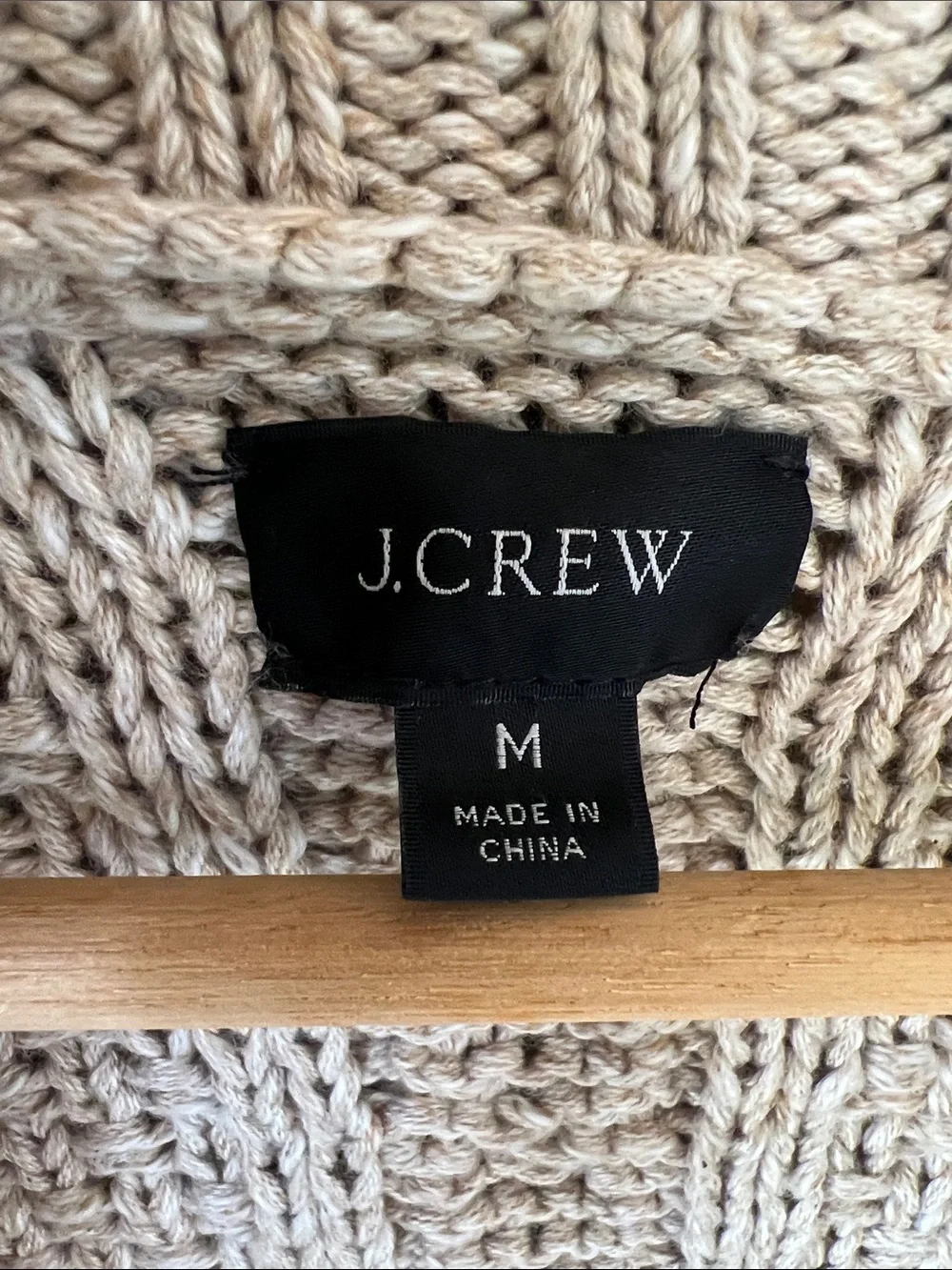 J. Crew Men’s M Cream Heritage Cable Knit Shawl-Collar Cardigan